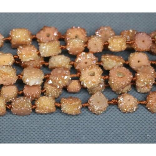 KINDGEMS) Electroplate Champagne Druzy Crystal Quartz Beads Pendant Necklace, Connector Accessories Popularity European Jewelry