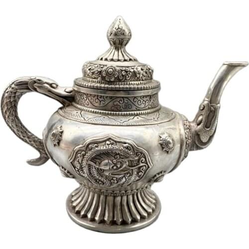 Chinese Old Tibet Silver Carving Pot