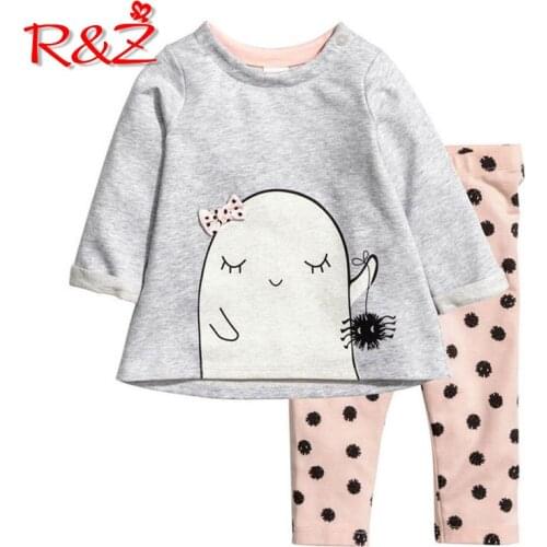 R&Z Girls Set 2019 Spring and Autumn New European and American Girls Cotton Print Cartoon Long Sleeve Pants Two-piece Set