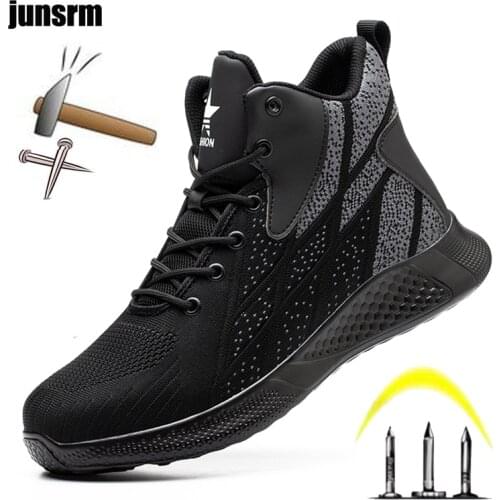 Lightweight and fashionable safety shoes, mens steel toe cap, anti-smash, anti-piercing, adult sports indestructible work boots