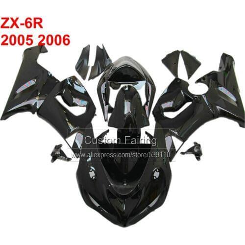 Hot sale Motorcycle kit for Kawasaki zx6r zx 6r Ninja 2005 2006 05 06 all black fairings fairing RG98