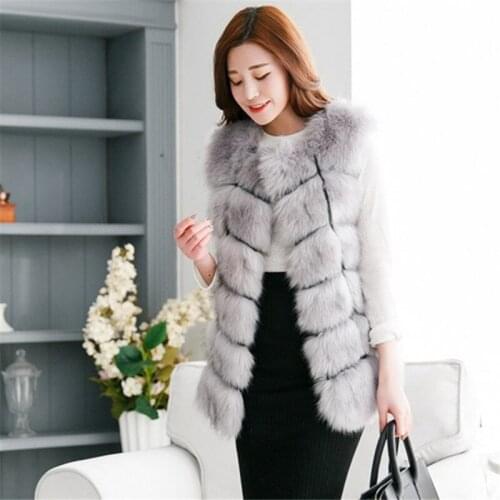 Fur High quality Vest coat Luxury Faux Fox Warm Women Coat Vests Winter Fashion furs Womens Coats Jacket Gilet Veste 3XL CSS260