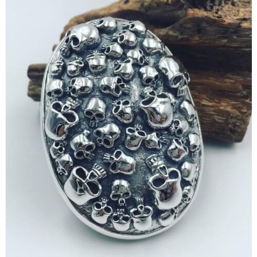 925 Sterling Silver skull mens belt buckle buckles jewelry DIY accessory A1446