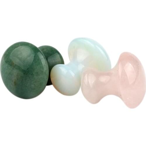 Pink quartz Green Aventurine Foot Massage Relaxation Natural Stone Mushroom Care Beauty Body Tool Chakra Healing Crystal Reiki
