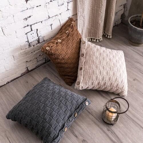 Knitted Cushion Cover 45*45 Luxury Grid Nordic Style Decorative Throw Pillows Case for Sofa Home Decor Chair Pillowcase