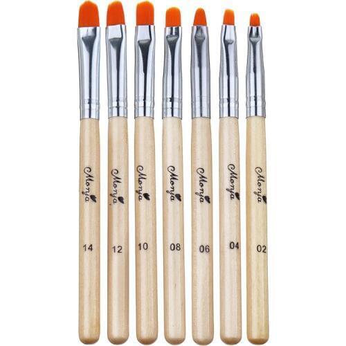 NOQ 7 Pcs Set Nails Art Professional Manicure Brushes Wooden Pole For Gel Polish Tools Equipment Gradient Brush