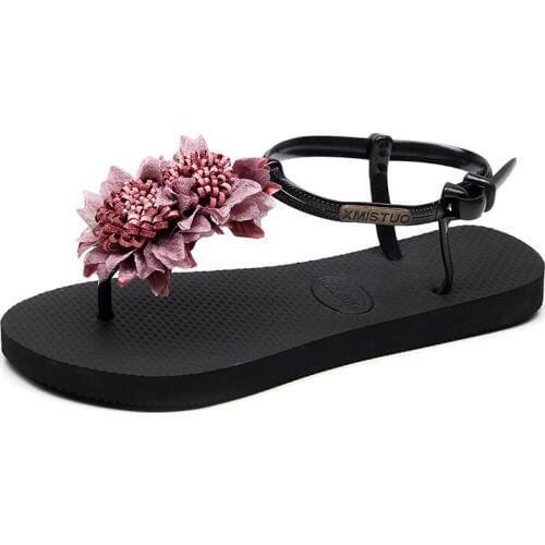 New Women Sandals Summer Beach Sandals Flip Flops Bohemian Women Shoes Fashion Flower Flat Sandals Sandalias De Mujer