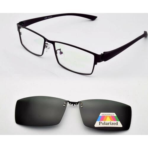 Full box frames male big glasses wide face Thick clip on sunglasses magnetic iron absorption of polarized sunglasses lens