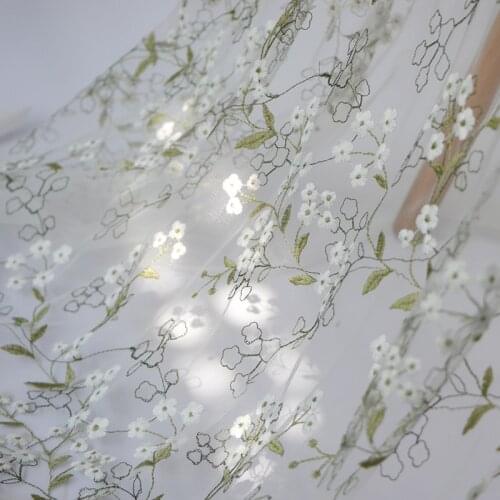 High quality mesh fabric Fresh little flower embroidery tissu Window screen accessories dress fabrics