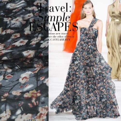 1 meter printed chiffon fabric for sewing 100% silk pure 6 momme cloth per meter DIY handwork soft thin tulle healthy