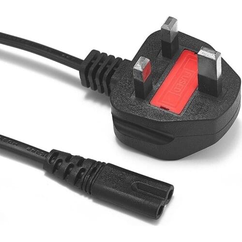 UK Kettle IEC C7 Power Cord With Fuse 1.5m 1.8m Figure 8 Power Supply Cable For Laptop Battery Charger Sony PSP 4 Radio Printer