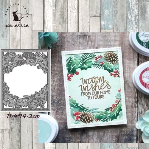 Panalisacraft Christmas Holly Leaves Background Cutting Dies And Stamps cut die scrapbooking Album Paper Card Craft Embossing