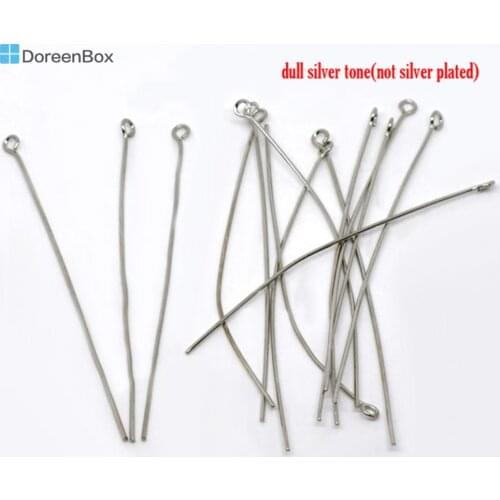 Doreen Box Lovely 250PCs Ancient Silver Eye Pins 70x0.7mm(21 gauge) (B01730)