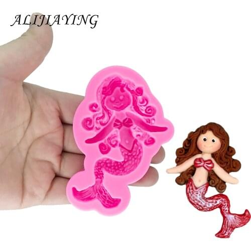 Mermaid Silicone Molds girl mold Gumpaste Fondant Cake Decorating Tools chocolate dessert decorators moulds D1363