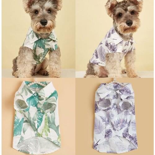 Dog Shirts Printed Clothes Summer Beach Clothes Vest Pet Clothing Floral T-Shirt Hawaiian For Small Large Cat Dog Chihuahua