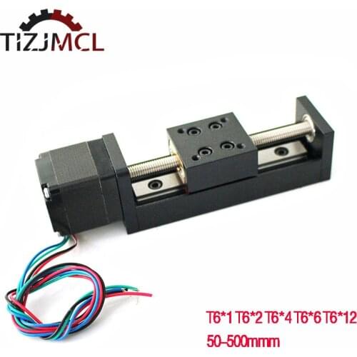 T6 Lead Screw Motion Stepper Motor Stroke MIni Linear Guide Rail Slide Actuator T-Screw 3D Printer Kit CNC+28 Step Motor50-200mm