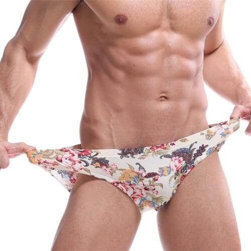 Sexy Men s Briefs Low Waist Leopard Underwear Fashion Printing Flowers Briefs For Men