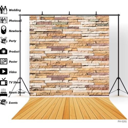 Vintage Brick Wall Wooden Floor Planks Photography Backdrops For Photo Studio Baby Shower Newborn Portrait Photocall Backgrounds