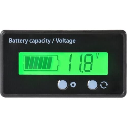 Waterproof 12/24/36/48V LCD Lead-acid Battery and Lithium Battery Capacity Tester Voltage Meter Monitor Green Backlight for Vehi