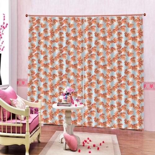 Printed fabric Window Curtains pink flower pattern curtains For Living room Home Room indoor Drapes Decor