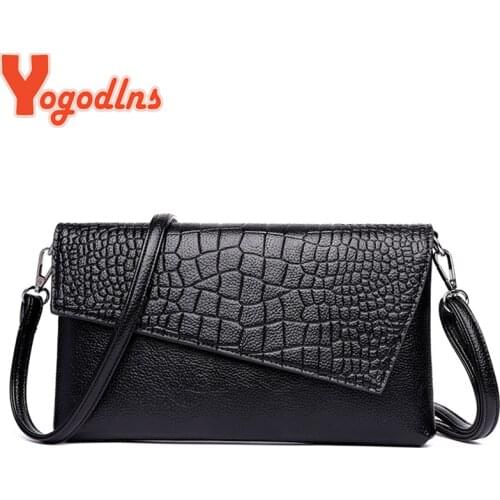 Yogodlns Women PU Leather Crocodile Pattern Shoulder bag Ladies Crossbody bag Female Small Purse
