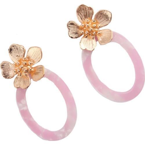 Exaggerated Flower Acrylic Earrings For Women Loop Dangle Acrylic Earrings Female Jewelry Gift Party Pink