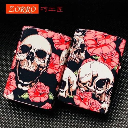 Zorro Brass Kerosene Windproof Lighter 5D Color Printing Lighter Classic Kerosene Lighter Smoking Accessories Ciggarettes Case