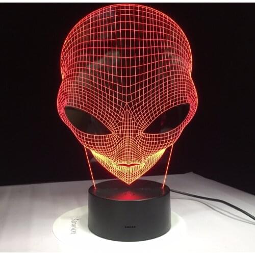 1Piece 7 Colors Changing 3D Hologram Illusion Pop-eyed Alien Shape Lamp Acrylic Night Light With Touch Switch Luminaria GX265