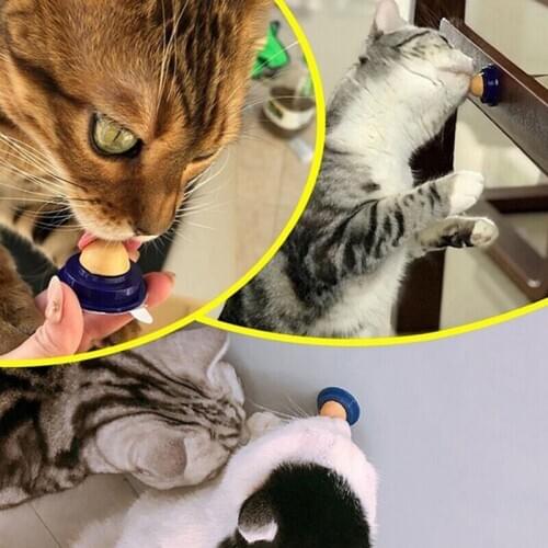 1pcs Healthy Cat Snacks Catnip Sugar Candy Licking Nutrition Gel Energy Ball Toy For Cats Kittens Playing Pet