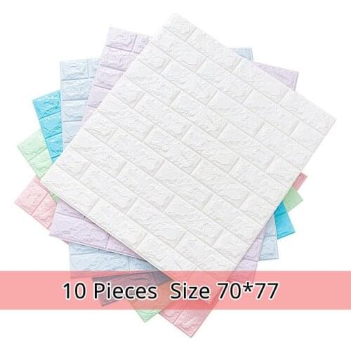 10pcs High Quality 3D Wall Sticker Imitation Brick Bedroom Decoration Waterproof Self-adhesive Wallpaper For Living Room Kitchen