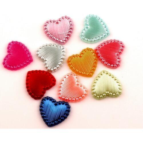 100Pcs Mixed Heart Craft ABS Resin Half Pearls Flatback Cabochon Beads For Cloth Needlework DIY Scrapbooking Decoration