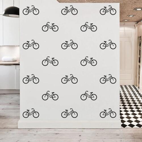 Bicycles Wall Decal Pack Of 20 Pcs , Modern Cycling Geometric Pattern Vinyl Wall Stickers