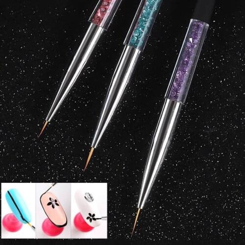 3pcs/set Professional pink/blue/black Nail Art Drawing Pen Hook Flower Carving Nail Pen Beauty Makeup Tool With Rhinestones