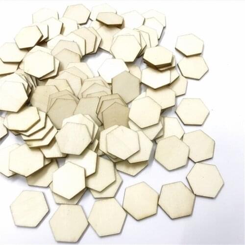 300PCS 10/20/30/40/50mm Wooden Hexagon Plain Unfinished Wood Craft for Disks Tags Earring Wedding Plaque Jewelry Family Birthday