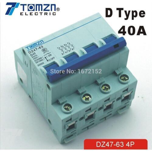 4P 40A D type 240V/415V Circuit breaker MCB 4 POLES