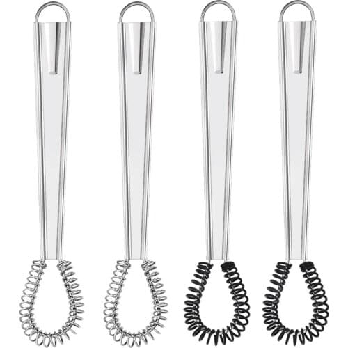 4 Pcs Egg Beater Stainless Steel Mini Spring Coil Whisk Silicone Whisk,Hand Stirrer Blender Milk Frother Coffee Mixer