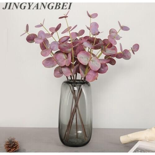 45cm Artificial Plant Really Touch Eucalyptus For wedding Decoration Green Red Fake Plastic Plants Home Garden Decors