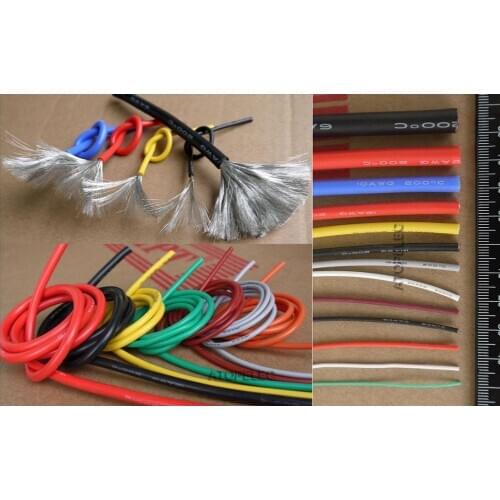 5M Flexible Silicone Wire Tinned Copper Super Soft RC Cable UL 18/20/22/24/26/28/30 AWG Black/Brown/Red/Yellow/Green/Blue/White