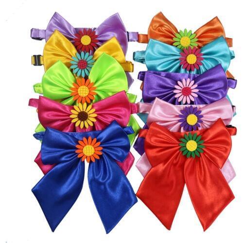 50X Spring Pet Puppy Medium Dog Bow ties Adjustable Sun Flower Solid Bowknot Dog Bow Tie Pet Grooming Bows Bow Ties Pet Supplies
