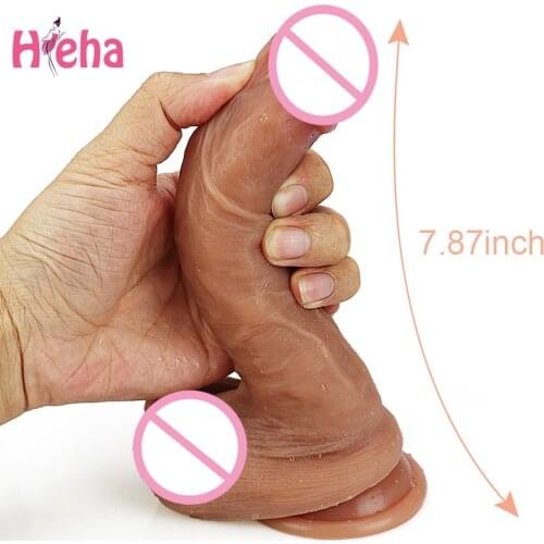 7.87Inch Soft liquid silicone Realistic dildo for women sex toys adult Strong sucker Skin feel penis Couple G point Masturbation