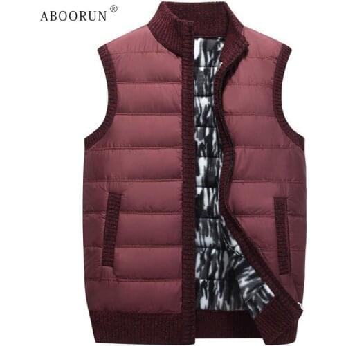 ABOORUN Mens Casual Fleece Vest Solid Cardigan Sweater Waistcoat Autumn Winter Sleeveless Coat for Male