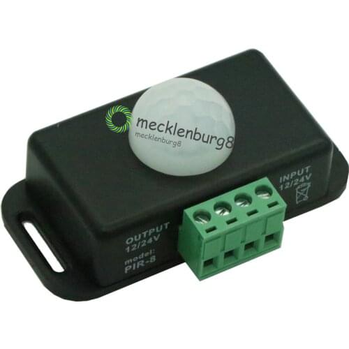 DC 12V to 24V 8A Automatic PIR Sensor Motion Adjustment Switch IR Infrared Detector Light Switch Module for LED Strip Light Lamp