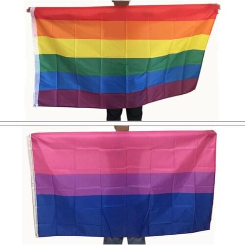 Large Rainbow Progress Pride Flags Lesbian Gay Bisexual LGBT Flags Banner with Grommets to Show Your Community Support, 90*150cm