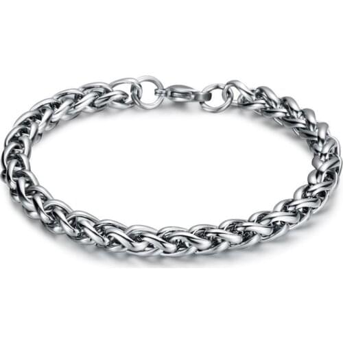 High Quality Men Stainless Steel Chain Link Bracelet Fashion Hand Chain Bangle Simple Bracelet Jewelry For Boyfriend Gift