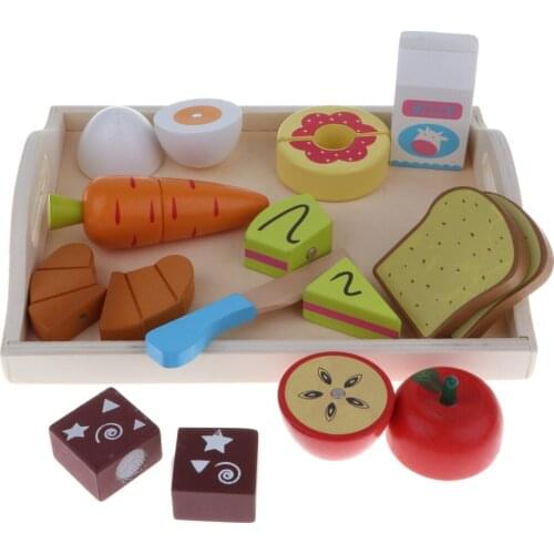 Wooden Magnetic Fruits Vegetables Food Cutting Kitchen Pretend Play Toys Kids Role Play Children Xmas Gift - 8 Styles