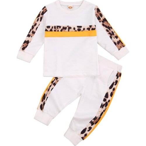 Newborn Leopard Set 2021 Baby Boy Girl Long Sleeve T shirt Tops Pants Children Clothes Set