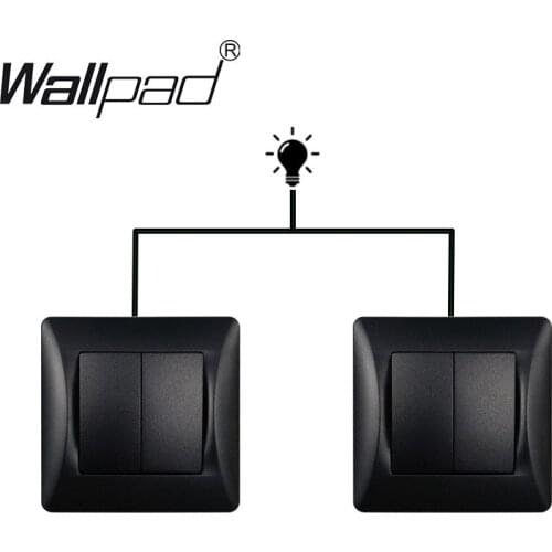 EU Matte Plastic Panel 2 Gang 2 Way Push Button Switch Wallpad Black Double Control Cross On Off Wall Lamp Switch with Claws