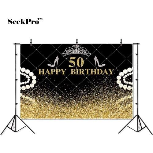 Thin vinyl glitter High heels crown happy birthday photo Background Printed Professional indoor Photographic studio Backdrop