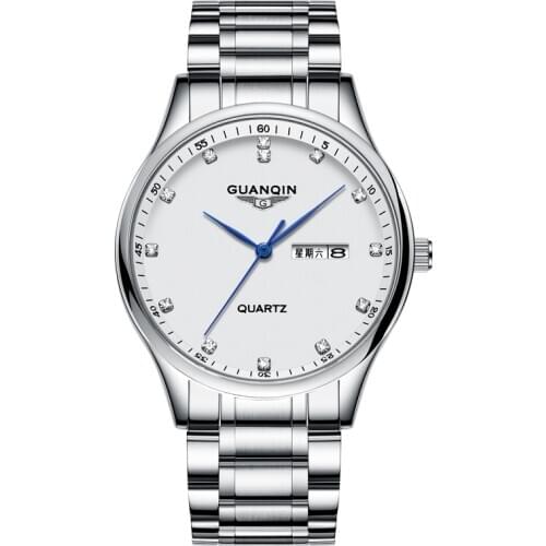 2020 Guanqin GQ80009 mens watch ultra thin simple waterproof trend delicate steel band Watch double calendar automatic watch