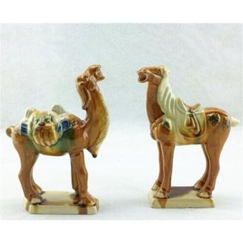 Chinese tri coloured glazed pottery, ancient horse ornaments, ceramic handicrafts